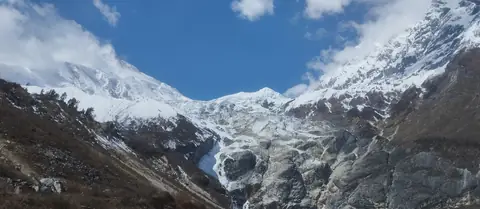 The Manaslu glacier falling toward Birendra Tal